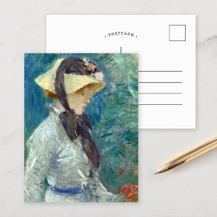 Young Woman med Straw Hat Berthe Morisot Vykort