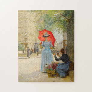 Young Woman med Umbrella Victor Gabriel Gilbert Pussel