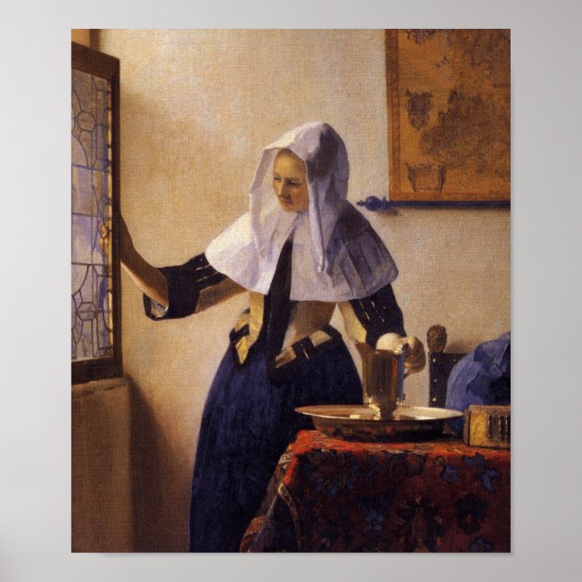 Young Woman med Vatten Pitcher Poster (Framsidan)