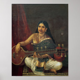 Young Woman med Veena Poster