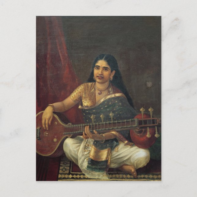 Young Woman med Veena Vykort (Framsida)