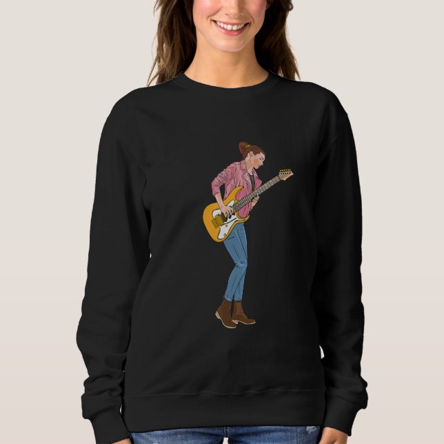 Young Woman Passionate om att spela elburk T Shirt (Framsida)