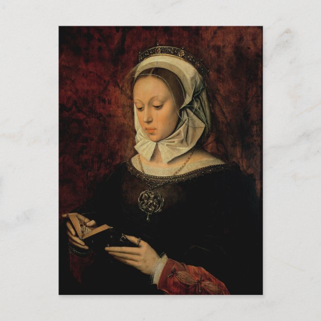 Young Woman Reading a Bok of Timours (oil on Panel Vykort (Framsida)