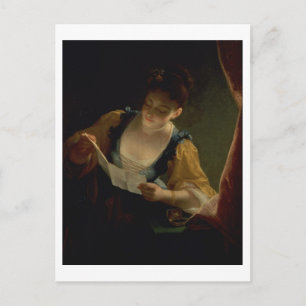 Young Woman Reading a Brev (olja på canvas) Vykort