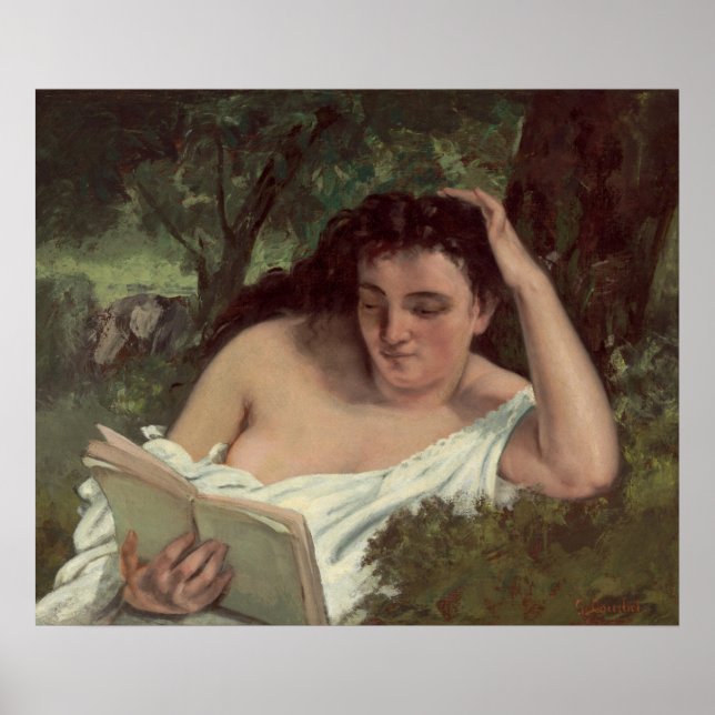 Young Woman Reading - Gustave Courbet Fine Art Poster (Framsidan)