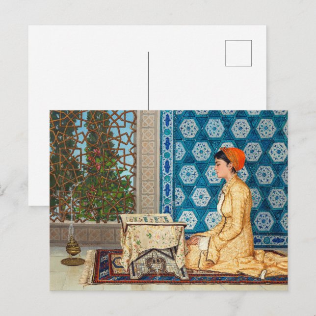 Young Woman Reading | Osman Hamdi Bey | Vykort (Fram/baksida)