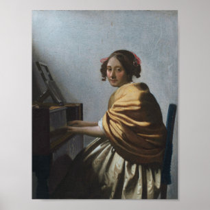 Young Woman Seed at a Virginal - Vermeer Poster