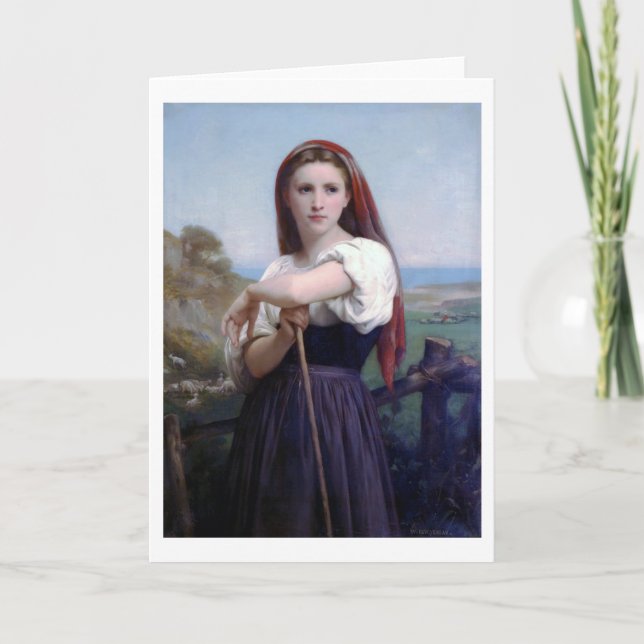 Young Woman Shepherdes, Bouguereau Kort (Framsida)