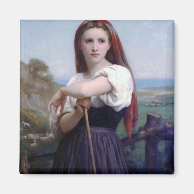 Young Woman Shepherdes, Bouguereau Magnet (Framsidan)