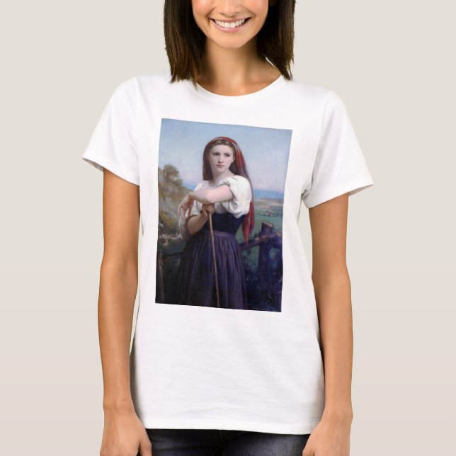 Young Woman Shepherdes, Bouguereau T Shirt (Framsida)