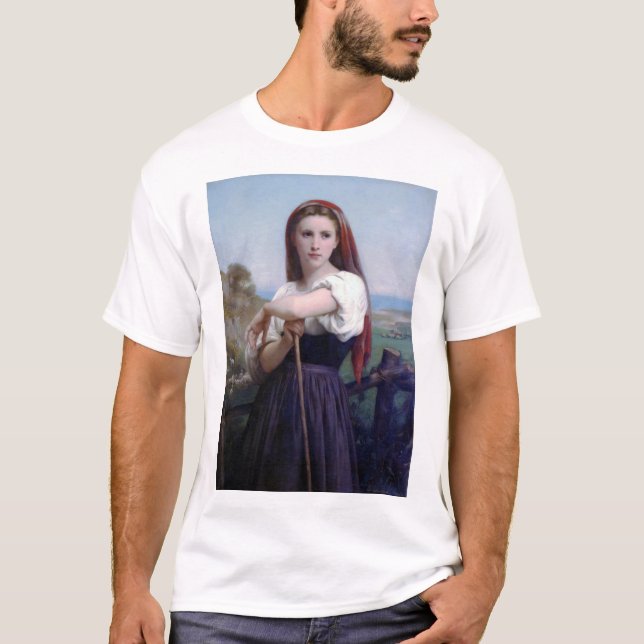 Young Woman Shepherdes, Bouguereau T Shirt (Framsida)