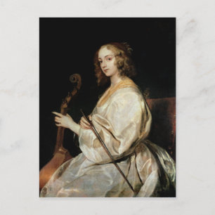 Young Woman spelar en Viola da Gamba Vykort
