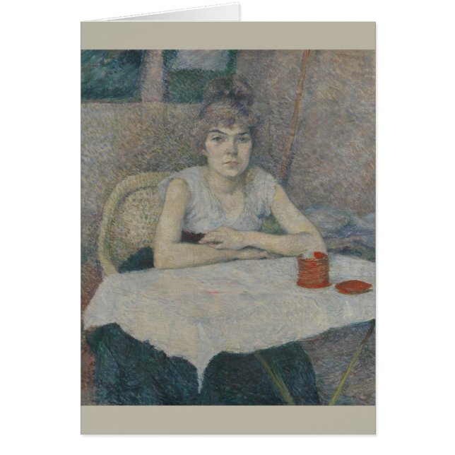 Young Woman vid Bord av Henri Toulouse-Lautrec Hälsningskort (Framsidan)