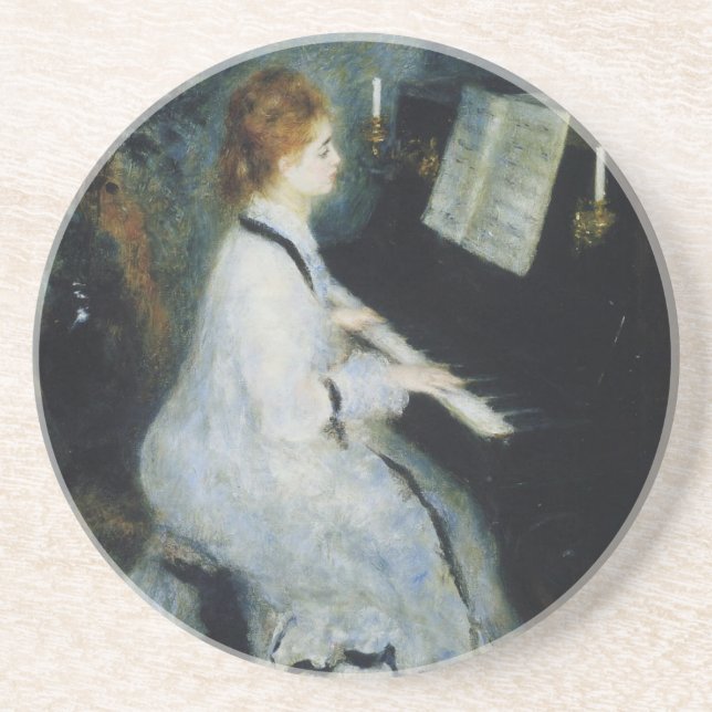 Young Woman vid Piano av Renoir Underlägg (Framsidan)