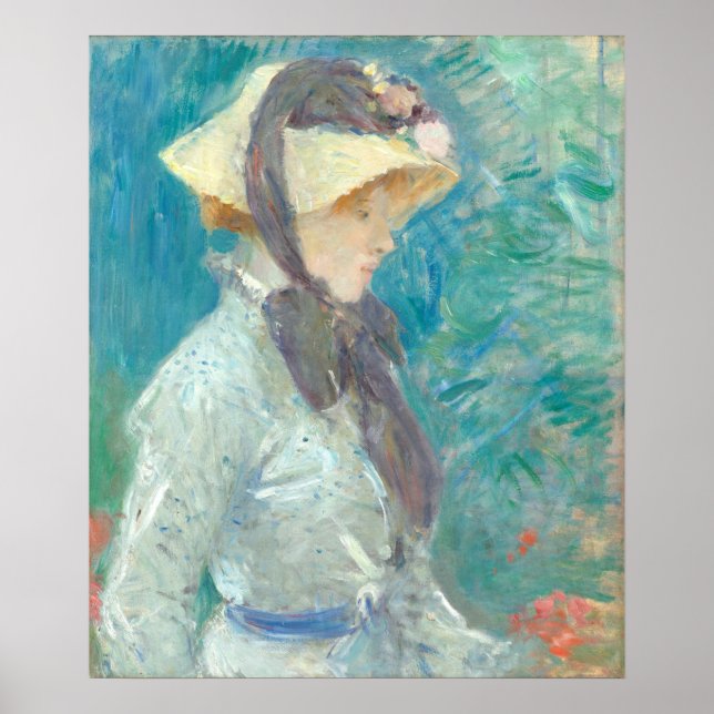 Young Woman w/ Straw Hat - Berthe Morisot Fine Art Poster (Framsidan)