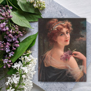 Young Woman with a Sprig Lilac by Emile Vernon Vykort