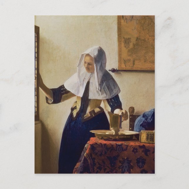 Young Woman with a Vatten Jug, 1662 Vykort (Framsida)