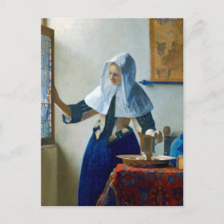 Young Woman with a Water Pitcher by Vermeer Helg Vykort