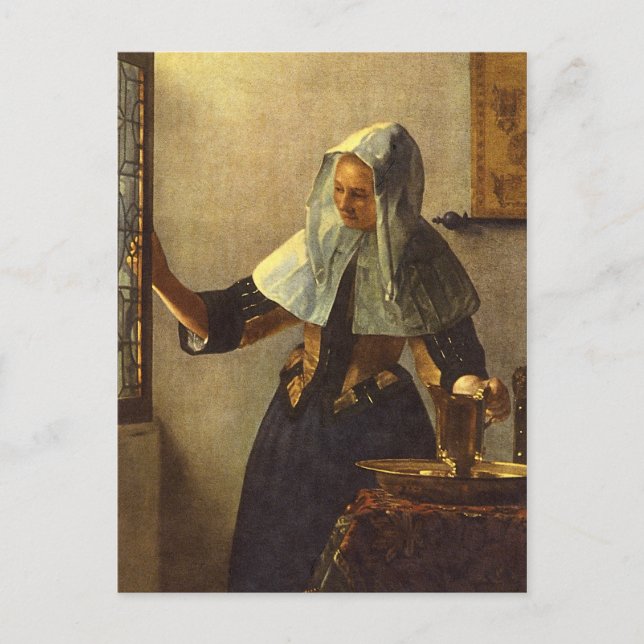 Young Woman with Vatten Pitcher - Johannes Vermeer Vykort (Framsida)