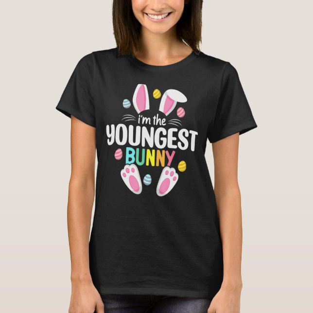 Youngest Bunny Påsk Family Matching Outfit Rabbi T Shirt (Framsida)