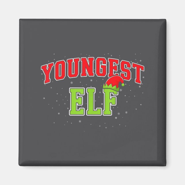 Youngest Elf Christmas Family Matching Group Xmas  Magnet (Framsidan)