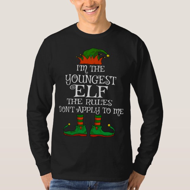 Youngest Elf-familjen Matching Fläny jul T Shirt (Framsida)