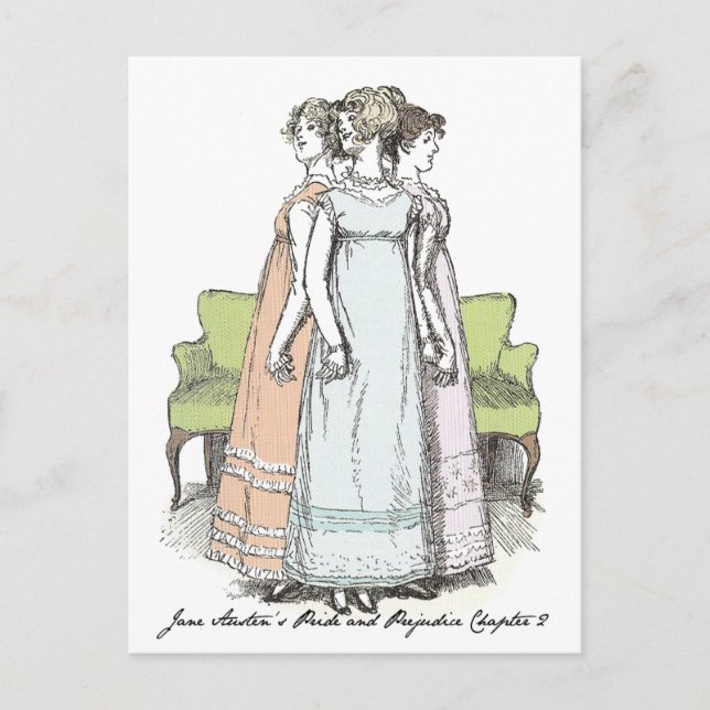 Youngest & Tallest, Jane Austen Pride & Prejudice Vykort (Framsida)