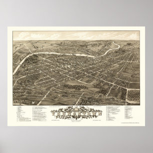 Youngstown, OH Panoramic Karta - 1882 Poster