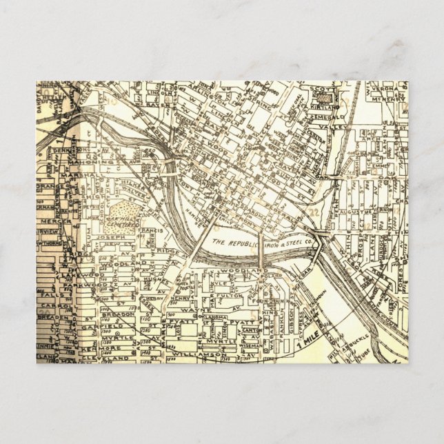 Youngstown, OH Vintage Karta Vykort (Framsida)