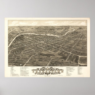 Youngstown Ohio 1882 antika panorama- karta Poster