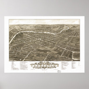 Youngstown Ohio 1882 Antique Panoramic Karta Poster