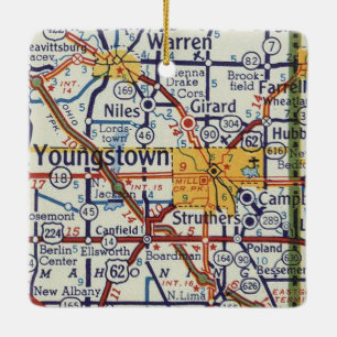 Youngstown Retro Karta Julgransprydnad Keramik