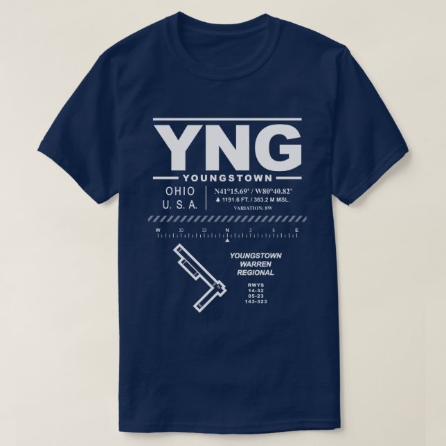 Youngstown Warren Regional Airport YNG T-Shirt (Design framsida)