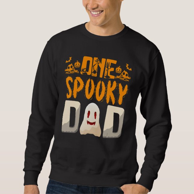 Your A One Spooky Dad Dad Family Halloween Lång Ärmad Tröja (Framsida)