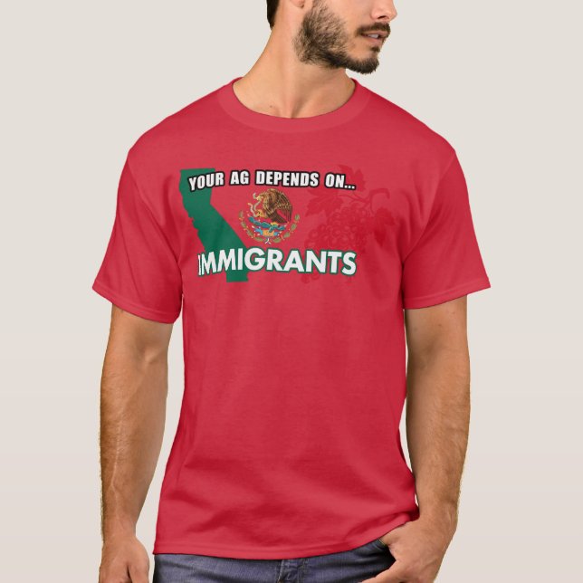 Your Agriculture Depends On Immigrants California  T Shirt (Framsida)