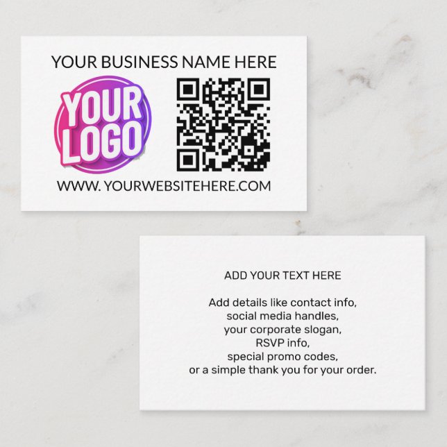 Your Business Company Team Logo & QR Code and Text Visitkort (Fram/baksida)