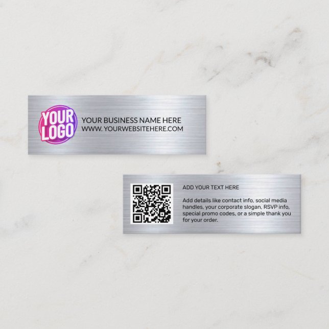 Your Business Company Team Logo & QR Code & Text Mini Visitkort (Fram/baksida)