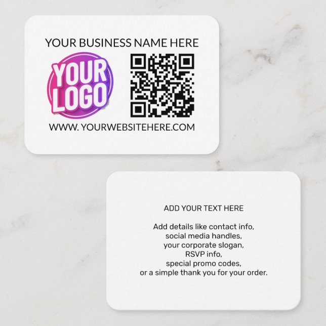 Your Business Company Team Logo & QR Code & Text Visitkort (Fram/baksida)
