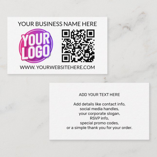 Your Business Company Team Logo & QR Code & Text Visitkort (Fram/baksida)