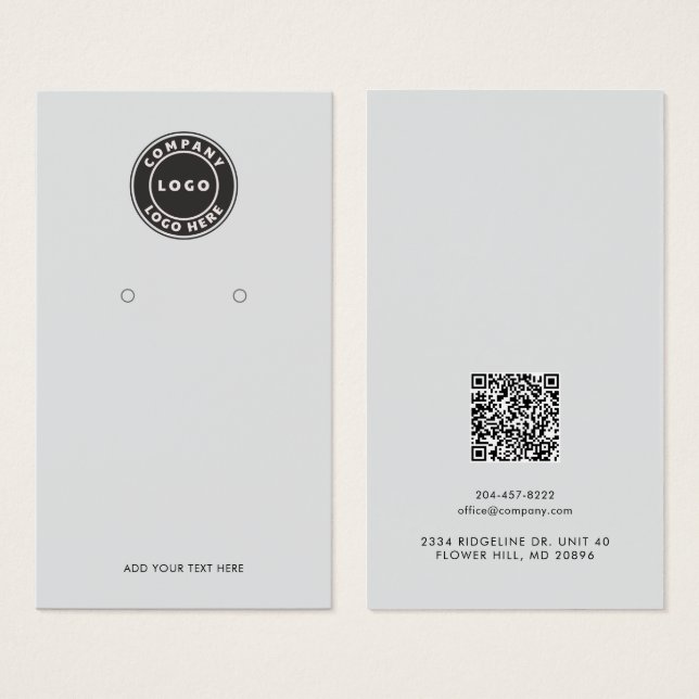 Your Business Logo QR Code Earrings Display Card Visitkort (Framsida & baksida)