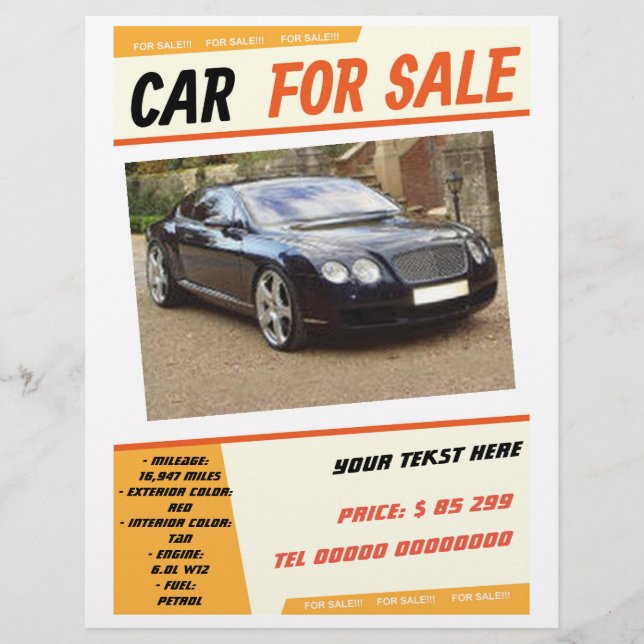 Your car for sale flyer (Framsidan)