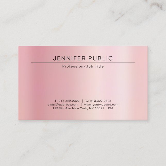 Your Custom Text Modern Chic Template Rose Gold Visitkort (Framsida)
