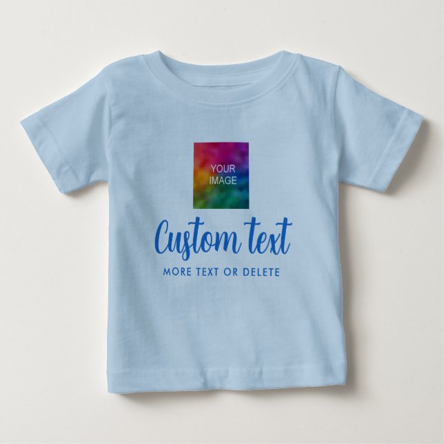 Your Custom Text Upload Photo Fine Jersey Blue T Shirt (Framsida)