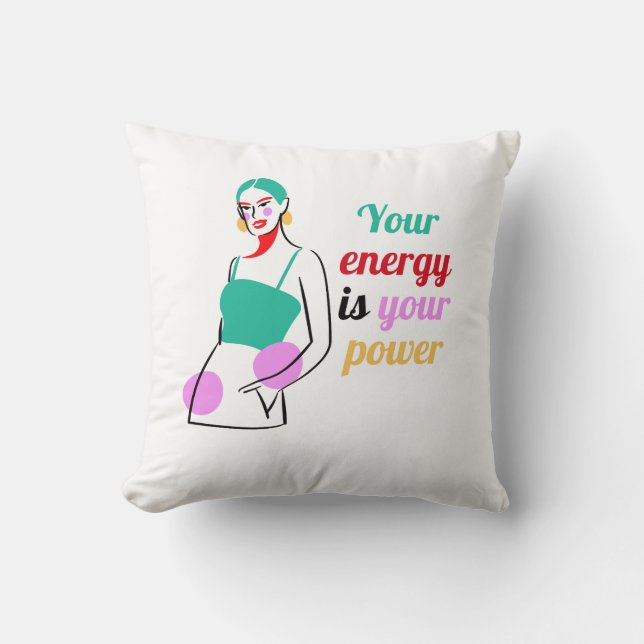 Your Energy Is Your Power  Motivational Aesthetic Kudde (Framsida)