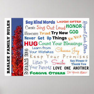 YOUR FAMILY NAME FAMILY RULES Art Sign Poster