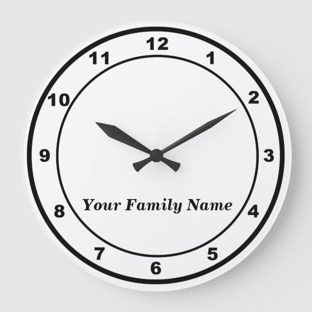 Your Family Name on White Round Wall Clock Stor Klocka (Framsida)