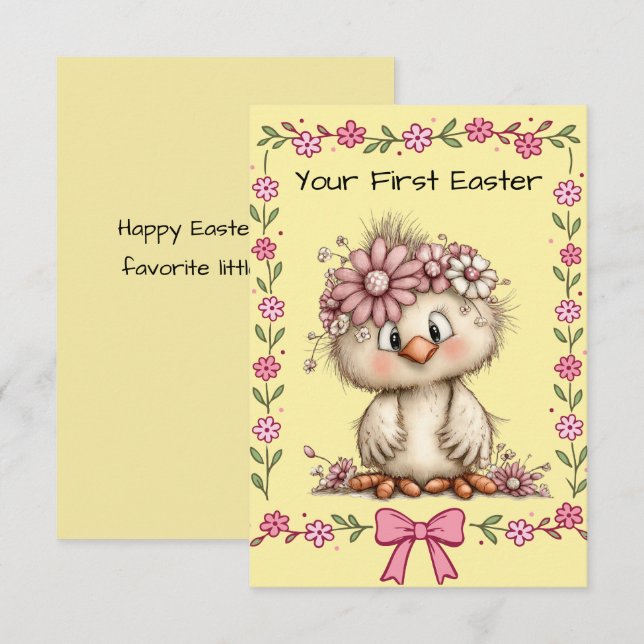 Your First Easter Flat Note Card Anteckningskort (Fram/baksida)