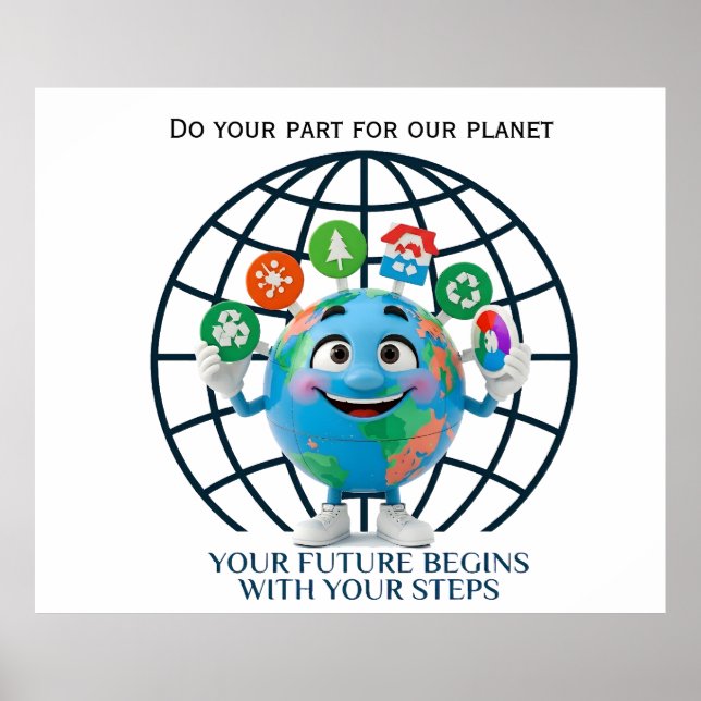Your Future Your Steps Earth Day Sustainability Poster (Framsidan)