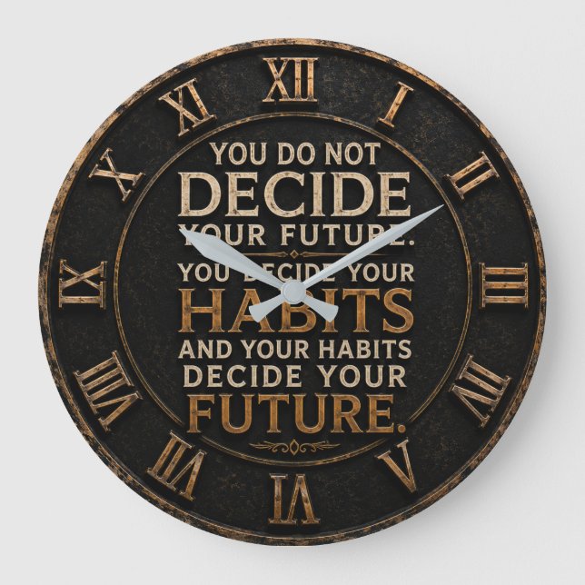 Your Habits Decide Your Future Gym Decor Stor Klocka (Framsida)