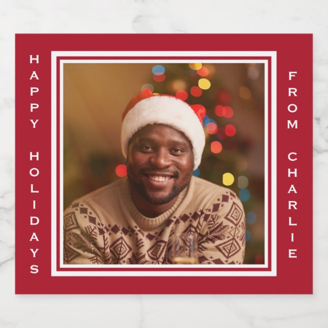 YOUR Instragram photo & custom text labels Ölflaska Etikett (Singel etikett)